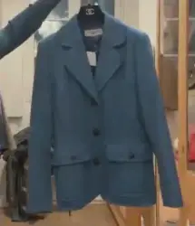 YVES SAINT LAURENT blue tweed jacket with flowers buttons  AGC4001