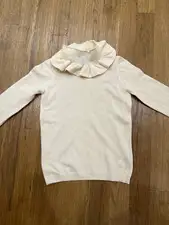 Alessandro Dell'Acqua Women's Ivory 100% Wool Ruffle Turtleneck Sweater S