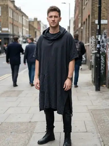 Y’s Yohji Yamamoto Hooded Tunic Poncho / Washed Black