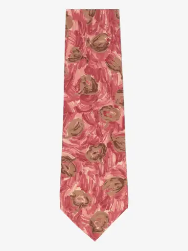 Valentino Red Silk Tie with Painted Floral Motif