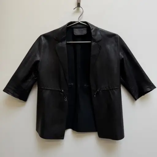 FW99 Prada Short Sleeve Cropped Leather Blazer