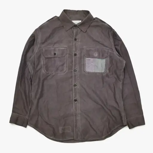 新品同様 MAISON MARGIELA メゾンマルジェラ ダブルダイ ワークウェアシャツ S50DT0080 M35702 41サイズ プラム 長袖シャツ 中古 4a008747