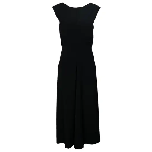 Y's by Yohji Yamamoto F/W 2019 Black Open Weave Wool Deep V-Back Dress