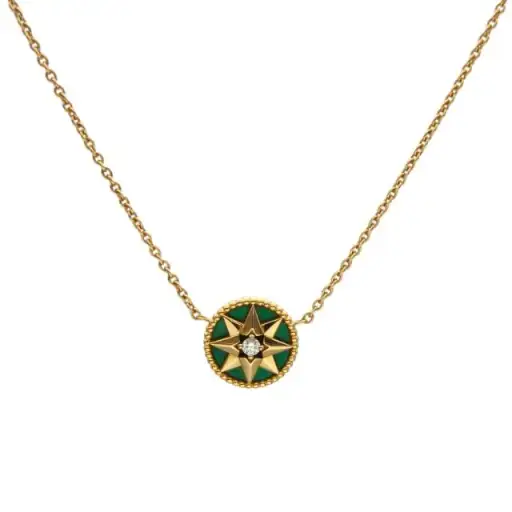 DIOR Gold ROSE DES VENTS Eight-Pointed Star Compass Necklace 18K /
