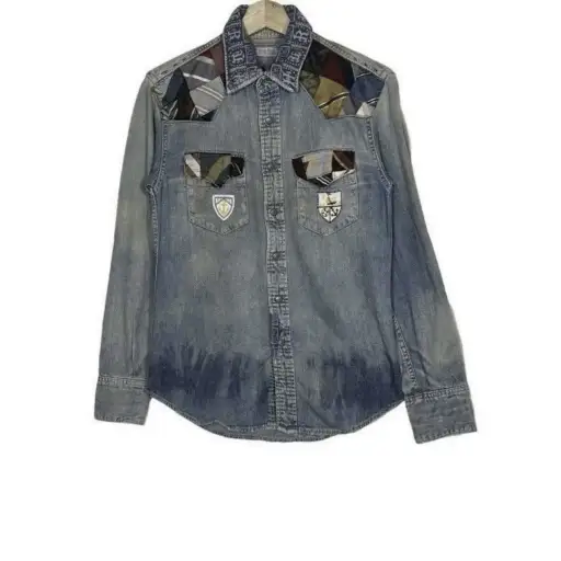 blue blue japan flannel patchwork denim nice design