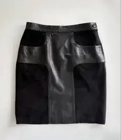 YSL rive gauche Black Leather Skirt