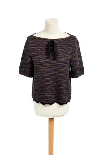Missoni Top Size 38 / SM - Striped Black Purple Gold - Wool - €150