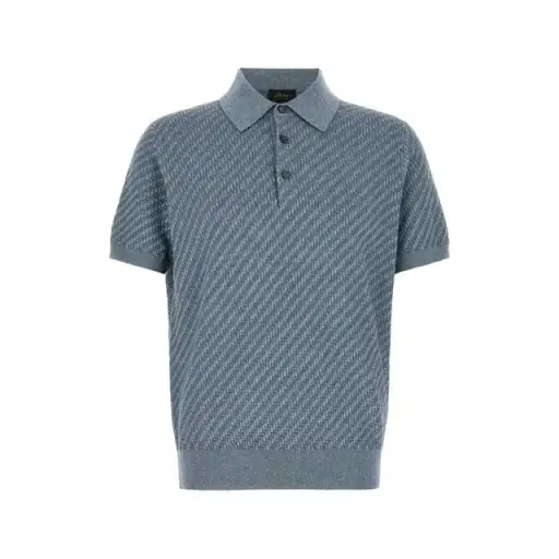 BRIONI Blue Trama Weaving Polo New & Authentic (Men's size:X
