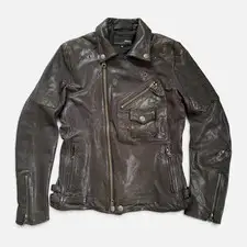 ABORDAGE HIROMU TAKAHARA 00s Double Leather Rider Jacket M Brown Vintage
