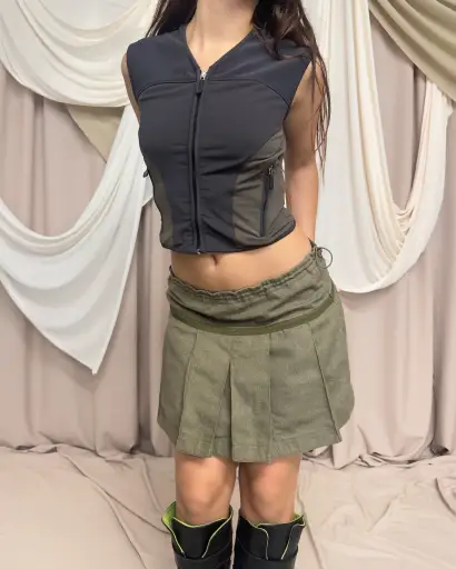 PANELLED ZIP FRONT VEST IN A SPORTY STRETCH FABRIC by Marithé + François Girbaud