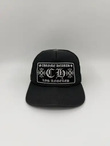 CHROME HEARTS CH LOS ANGELES TRUCKER HAT - BLACK/BLACK