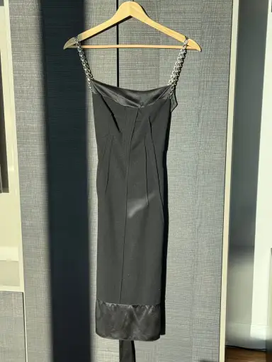 Dolce & Gabbana F/W 2007 Chain Strap Silk/Wool Midi Dress