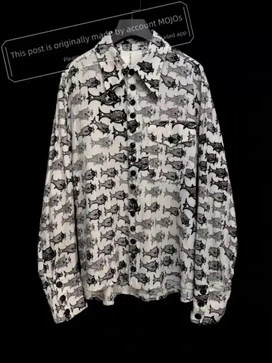 Sz L John Alexander Skelton 21AW Fish Print Shirt mo.jos25