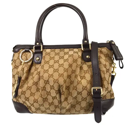 Gucci Brown GG Canvas Sukey Top Handle Satchel
