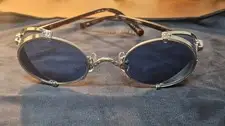 Vintage 90s Matsuda 10610 Titan-P Cobalt Blue Palladium Silver 44mm Sunglasses