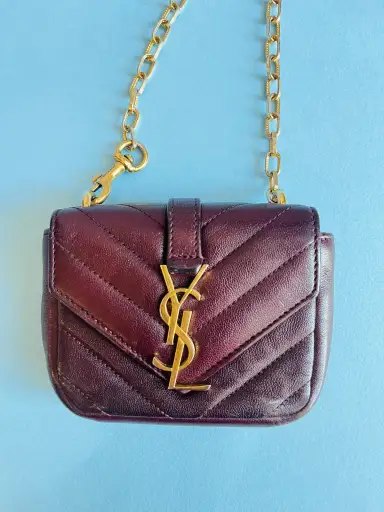 Micro mini brown leather quilted crossbody Yves Saint Laurent purse