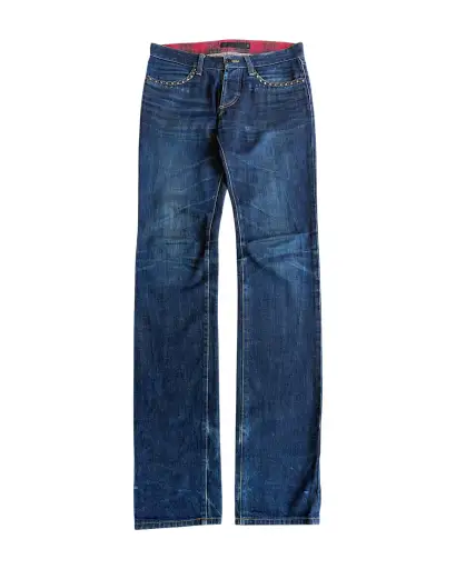 FUGA Star Studded Black Whisker Slim Indigo Denim Jeans