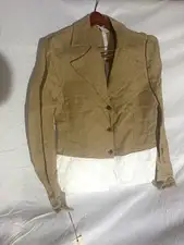 Dries Van Noten Women’s Beige/White Cotton Canvas Short Jacket EU 42 Button