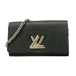 Black Leather Louis Vuitton Wallet on Chain