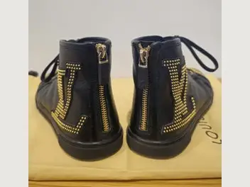 Louis Vuitton Gold-Studded Leather Boots