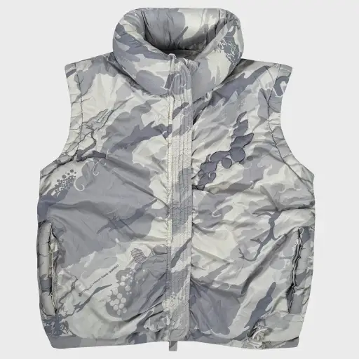 Maharishi Forest DPM : Bonsai - White Camo Embroidered Puffer Sleeveless Jacket