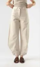 HENRIK VIBSKOV Super Wide Leg Jeans Denim Pants Ecru Size S Organic Cotton