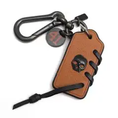 COACH 65297G / コーチ キーホルダー スムースカーフ 牛革 スカルヘッド キーリング ブラウン 茶 その他小物 メンズ
