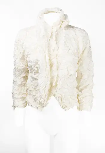 ISSEY MIYAKE FW 1994 CREAM CRINKLED SCARF SHIRT