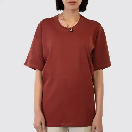 Rib T-Shirt in Cherry Mahogany