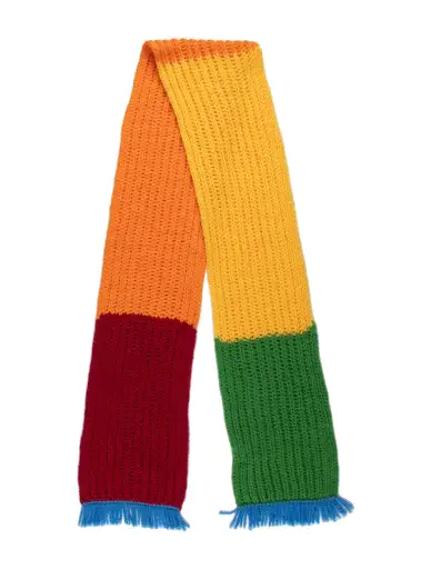 Virgin Wool Colorblock Pattern Scarf w/ Tags