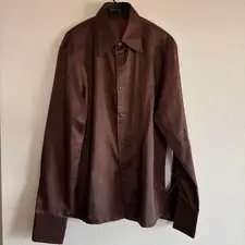 5351 POUR LES HOMMES Brown Long Collar Dress Shirt Size L