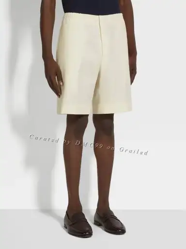 Zegna Men’s Beige Linen Shorts