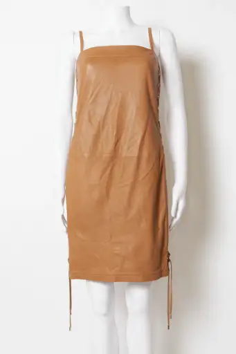 Gucci 2011 Tan Leather Lace Up Dress