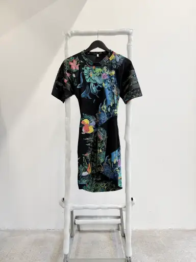SS2003 Balenciaga by Nicolas Ghesquière Scuba Dress With Plastisol Strips