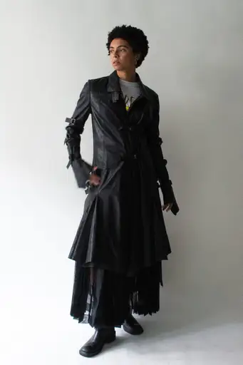 Versace Fall 2003 Black Leather Trench Coat