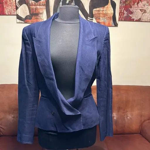 CLAUD MONTANA MADE IN ITALY WOMEN LINEN BLAZER SIZE 42|8 WITH SHOULDER P…