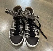 Alessandro Dell'Acqua Men's High Top Lace-Up Sneaker Snakeskin Black