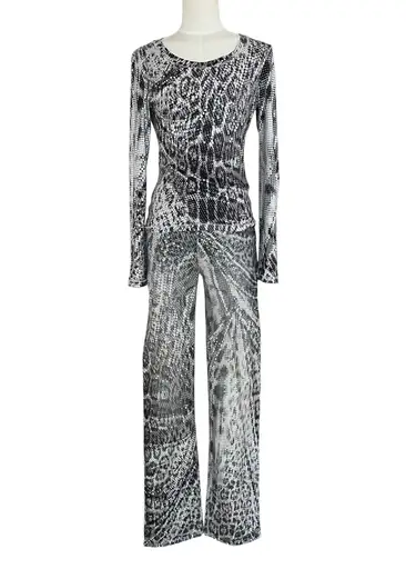 Roberto Cavalli Python Print Set | Vintage Y2K Snake Co-Ord | Archive 2000s Matching Top & Pants