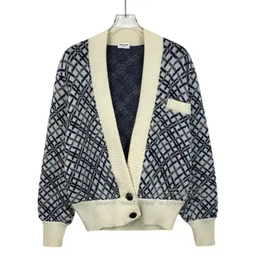 YSL Color-blocked Wool Cardigan for Women .