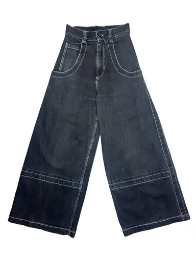 MAISON MARGIELA SS18 High Rise Dark Grey Denim Wide Leg Jeans | Size XS