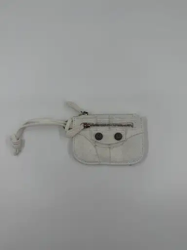 BALENCIAGA LE CAGOLE COIN PURSE WALLET - WHITE DENIM