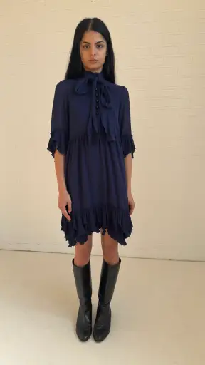 Ruffle Tie Mini Dress