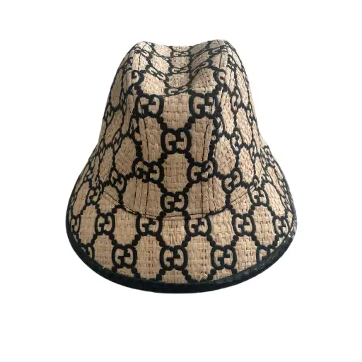 Gucci Natural Raffia Straw Fedora Hat