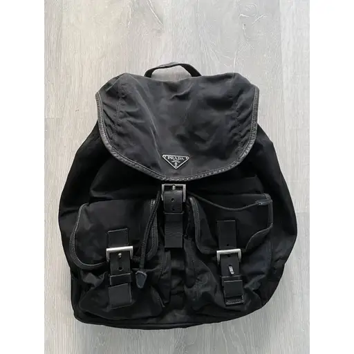 Vintage Prada Black Nylon Vela Backpack
