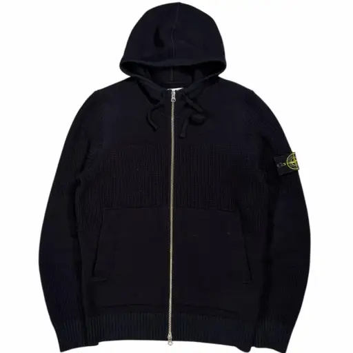 Stone island thick knitted zip up hoodie (M)