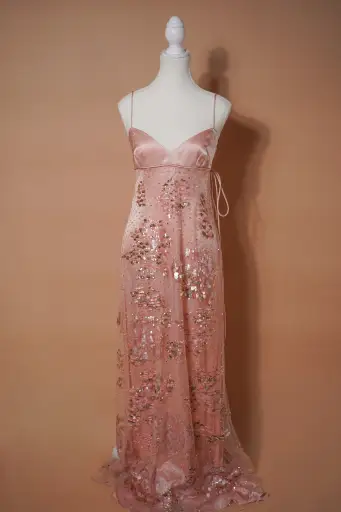 Valentino 00’s Pink Sequin Embellished Evening Gown (M-L)