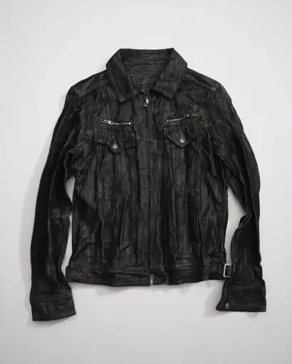 Semantic Design Pleated Denim Jacket