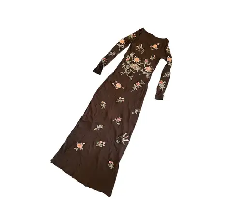Vivienne Tam F/W 1997 RTW Long Sleeve Floral Mesh Dress