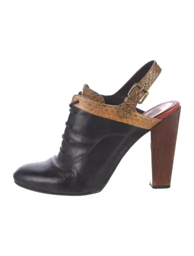 Leather Animal Print Slingback Pumps