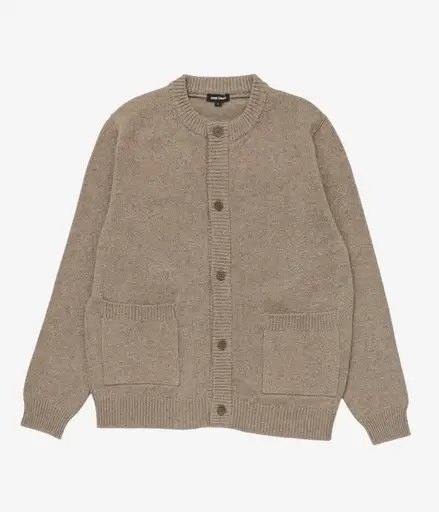 EVAN KINORI ''CREWNECK CARDIGAN | UNDYED YAK WOOL'' (LIGHT BROWN)